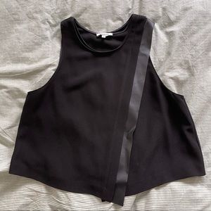Black Faux-Leather Detail Top